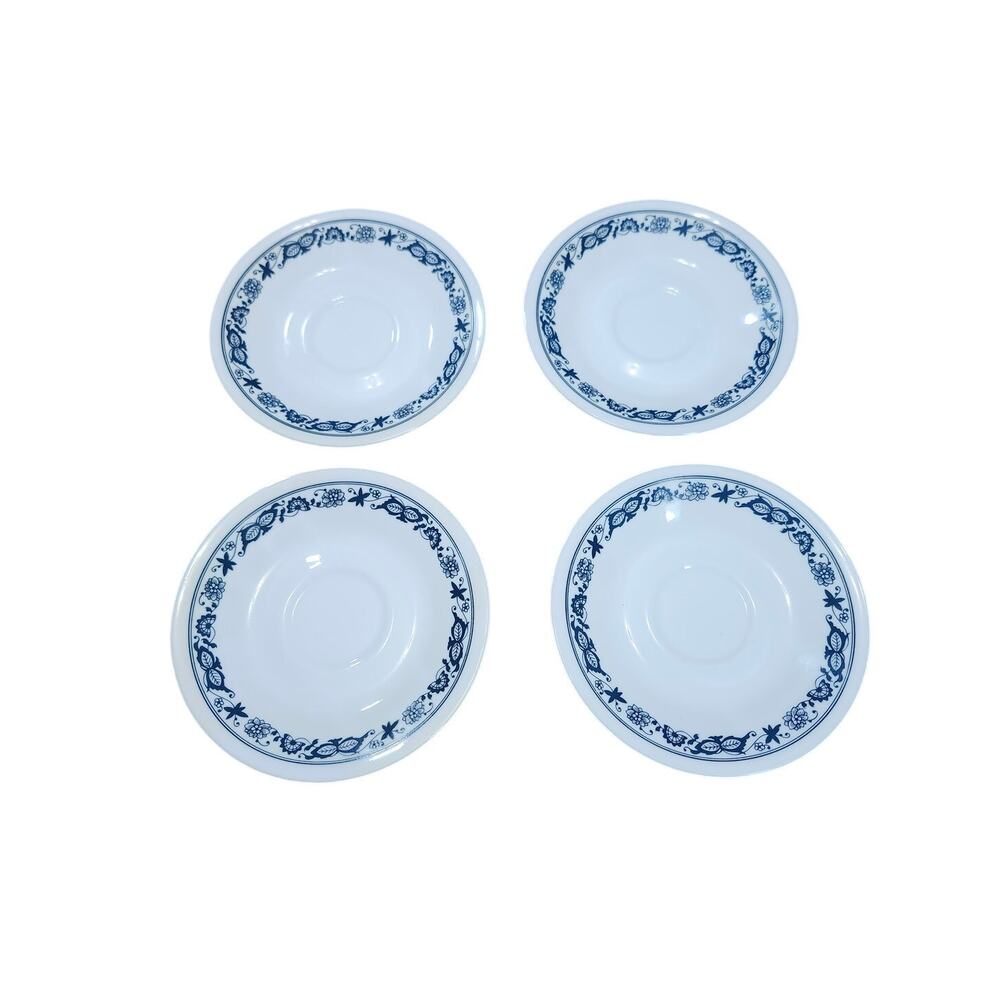 4 Corelle by Corning Old Town Blue Coffee Cups Saucers Plates Floral USA